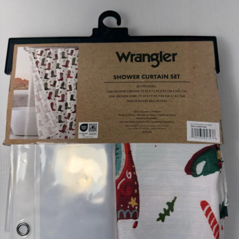 WRANGLER Christmas‎ Jolly Boots Red Shower Curtain Set 72 x 72 VIRAL NEW